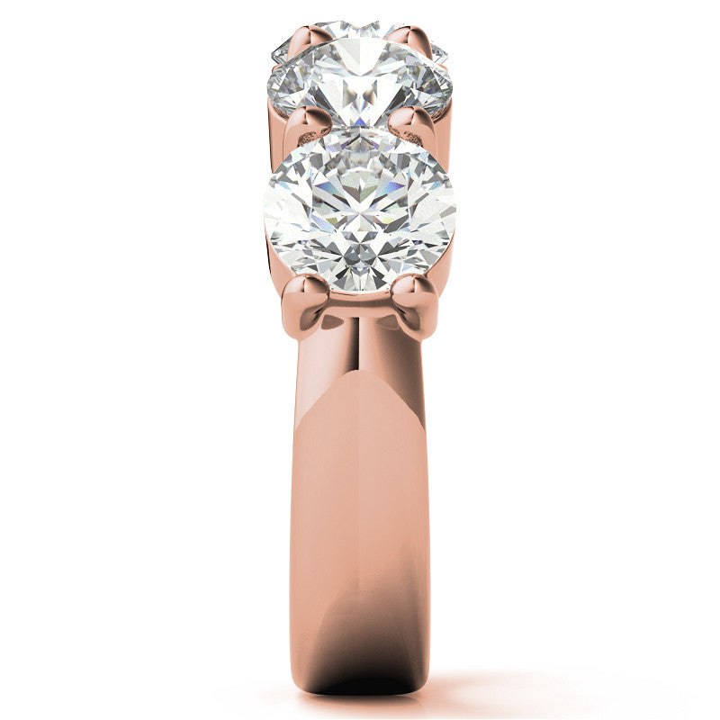 5-Stone 6mm Round Brilliant Moissanite Shared-Prong Ring 3.75ct