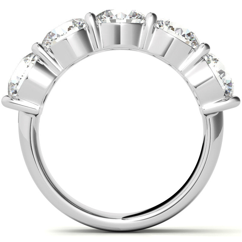 5-Stone 6mm Round Brilliant Moissanite Shared-Prong Ring 3.75ct