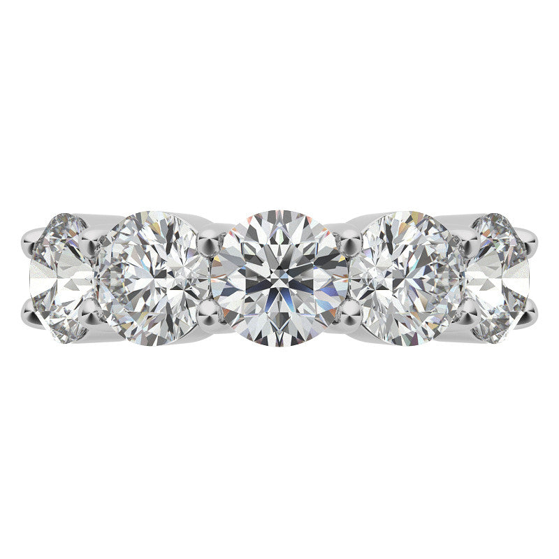 5-Stone 6mm Round Brilliant Moissanite Shared-Prong Ring 3.75ct