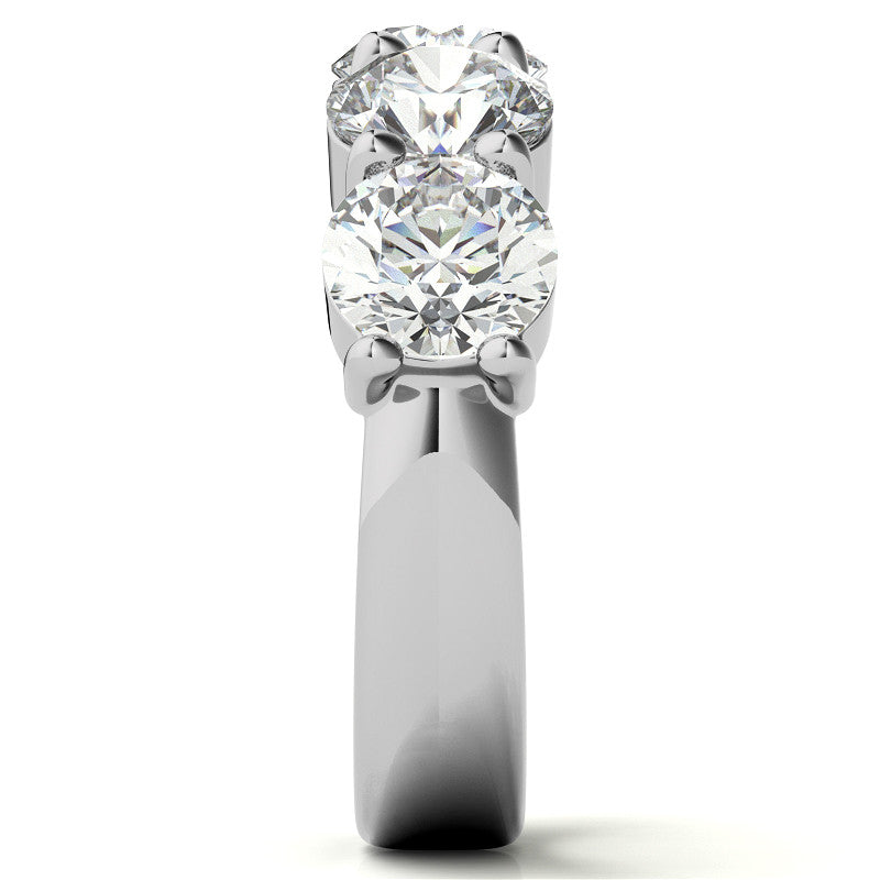 5-Stone 6mm Round Brilliant Moissanite Shared-Prong Ring 3.75ct