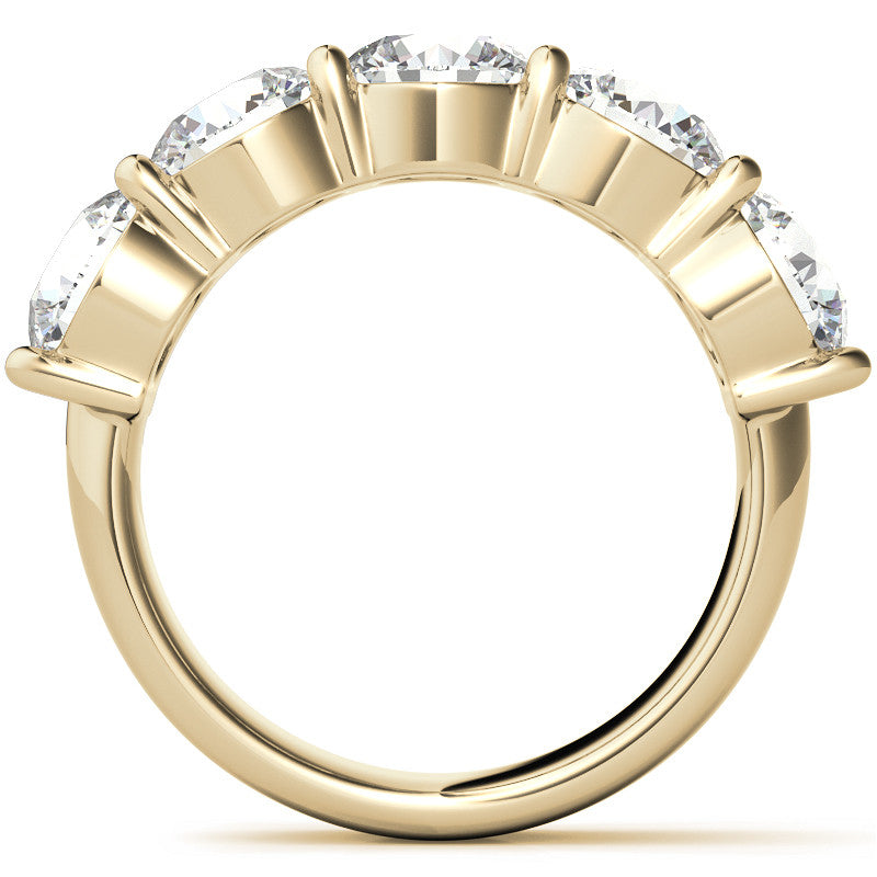 5-Stone 6mm Round Brilliant Moissanite Shared-Prong Ring 3.75ct