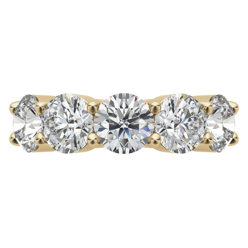 5-Stone 6mm Round Brilliant Moissanite Shared-Prong Ring 3.75ct