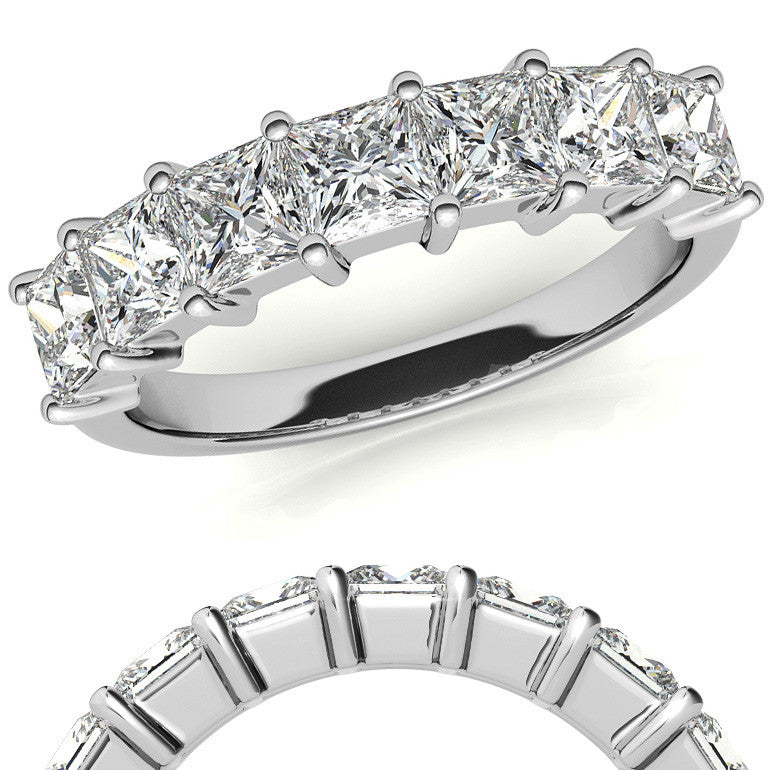 7-Stone 3.5mm Princess cut Moissanite Shared-Prong Ring