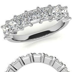 7-Stone 3.5mm Princess cut Moissanite Shared-Prong Ring