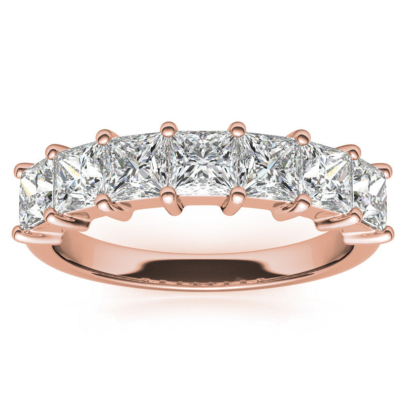 7-Stone 3.5mm Princess cut Moissanite Shared-Prong Ring