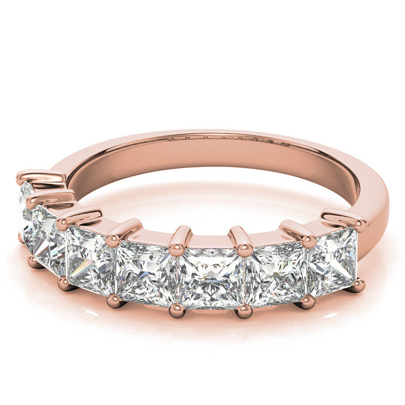 7-Stone 3.5mm Princess cut Moissanite Shared-Prong Ring