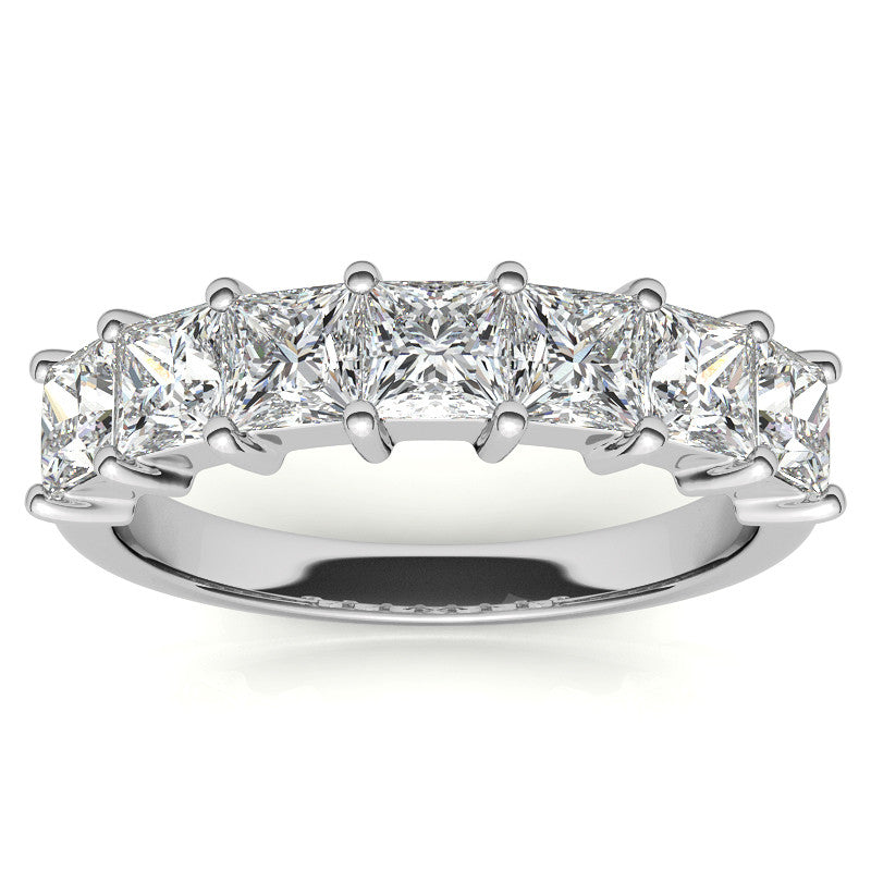 7-Stone 3.5mm Princess cut Moissanite Shared-Prong Ring