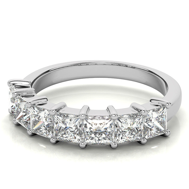 7-Stone 3.5mm Princess cut Moissanite Shared-Prong Ring
