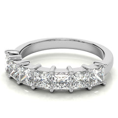 7-Stone 3.5mm Princess cut Moissanite Shared-Prong Ring