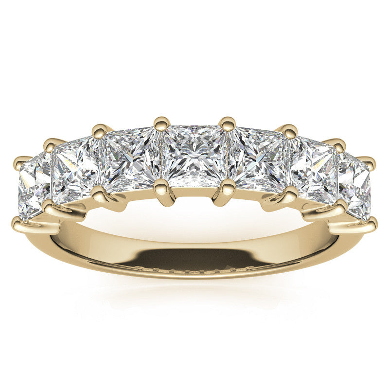 7-Stone 3.5mm Princess cut Moissanite Shared-Prong Ring