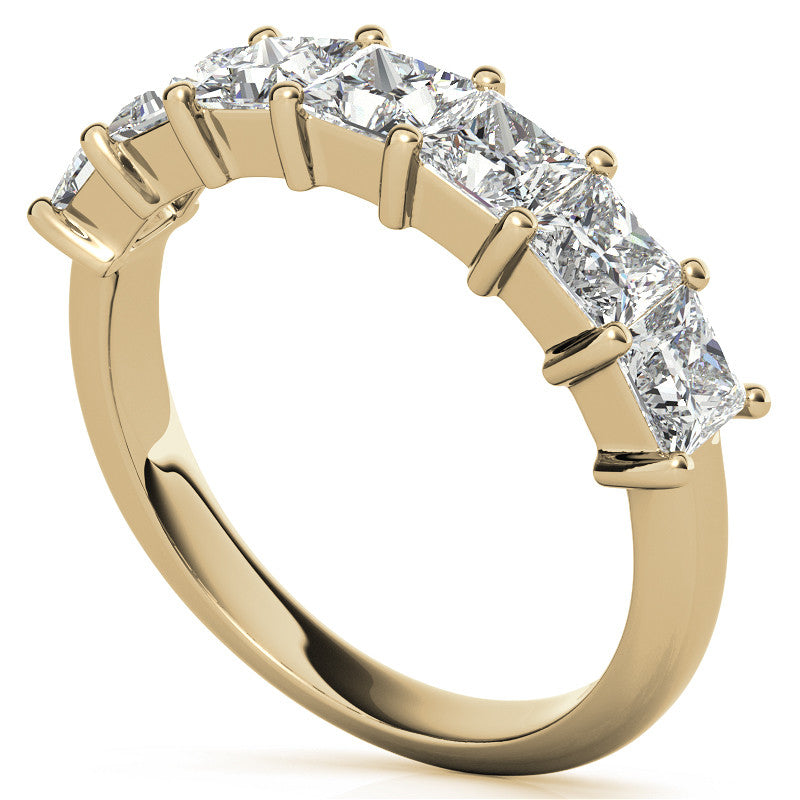 7-Stone 3.5mm Princess cut Moissanite Shared-Prong Ring