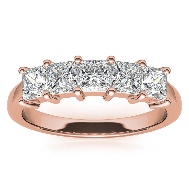 5-Stone 3.5mm Princess cut Moissanite Shared-Prong Ring