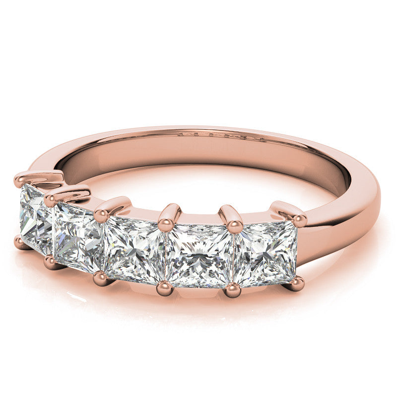5-Stone 3.5mm Princess cut Moissanite Shared-Prong Ring