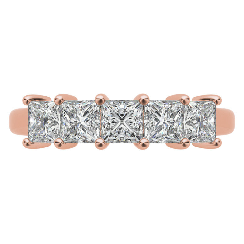 5-Stone 3.5mm Princess cut Moissanite Shared-Prong Ring