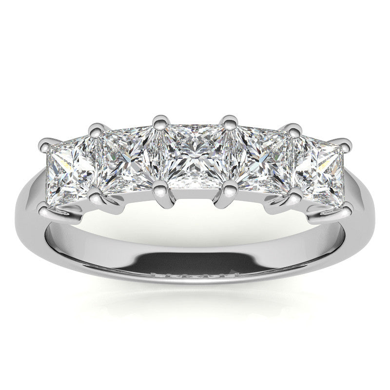 5-Stone 3.5mm Princess cut Moissanite Shared-Prong Ring