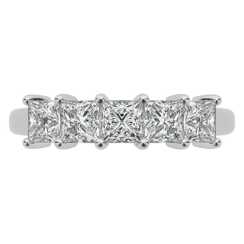 5-Stone 3.5mm Princess cut Moissanite Shared-Prong Ring