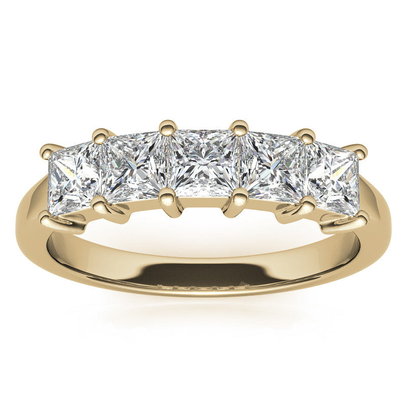 5-Stone 3.5mm Princess cut Moissanite Shared-Prong Ring