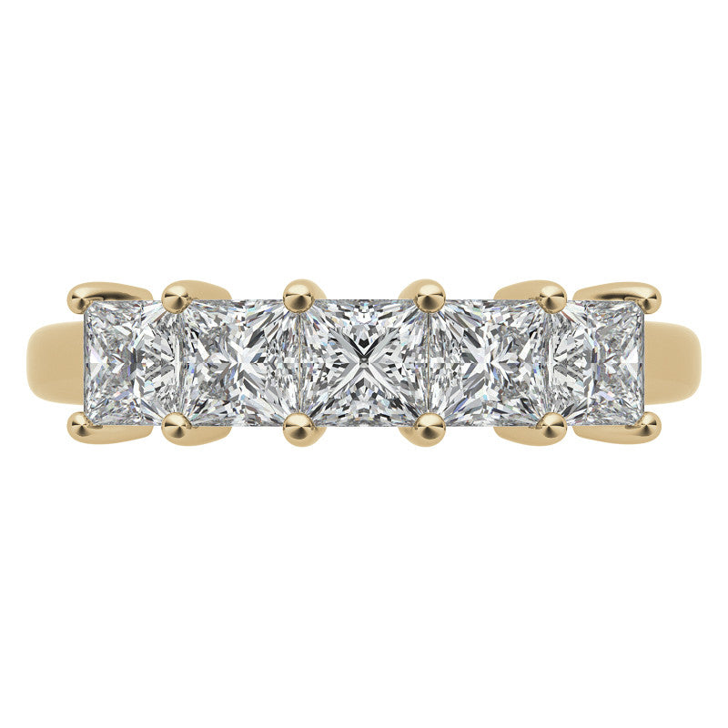 5-Stone 3.5mm Princess cut Moissanite Shared-Prong Ring