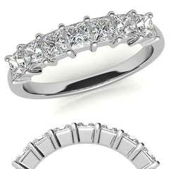 7-Stone 3mm Princess cut Moissanite Shared-Prong Ring