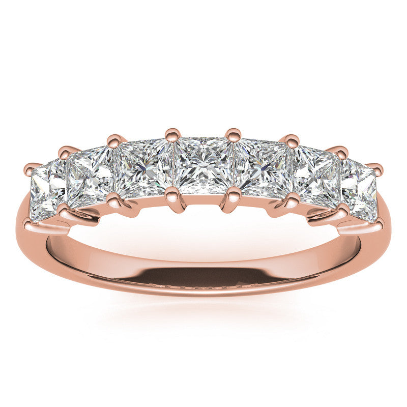 7-Stone 3mm Princess cut Moissanite Shared-Prong Ring