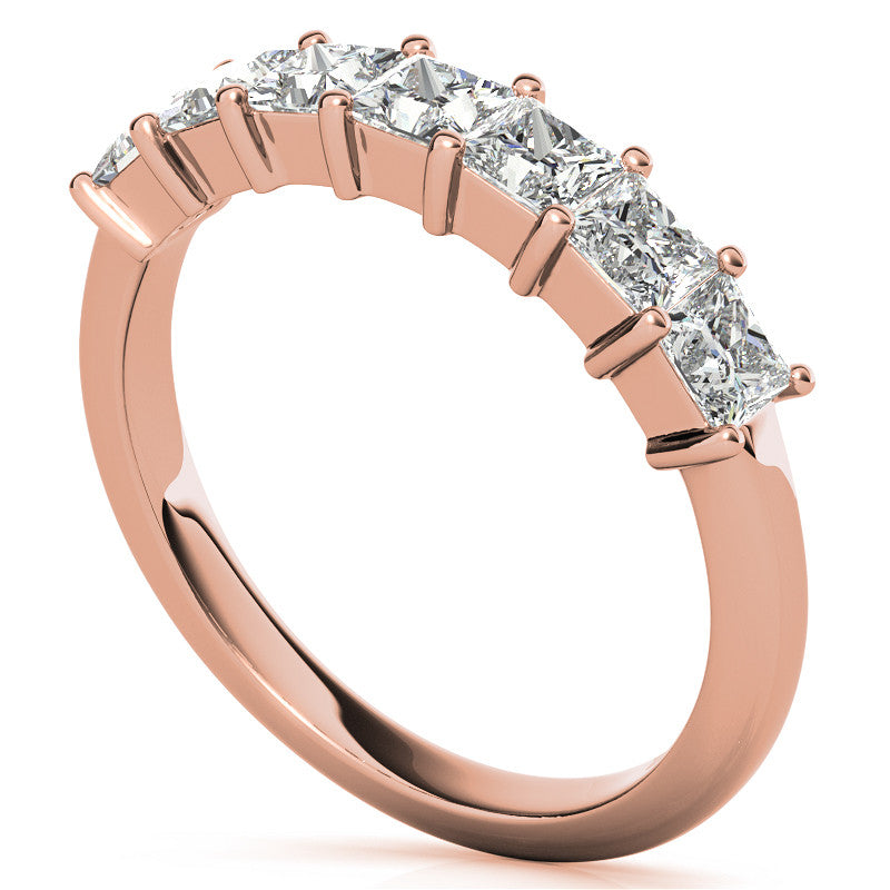 7-Stone 3mm Princess cut Moissanite Shared-Prong Ring