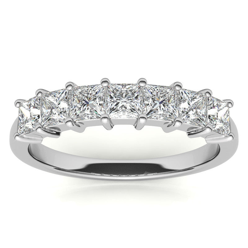 7-Stone 3mm Princess cut Moissanite Shared-Prong Ring