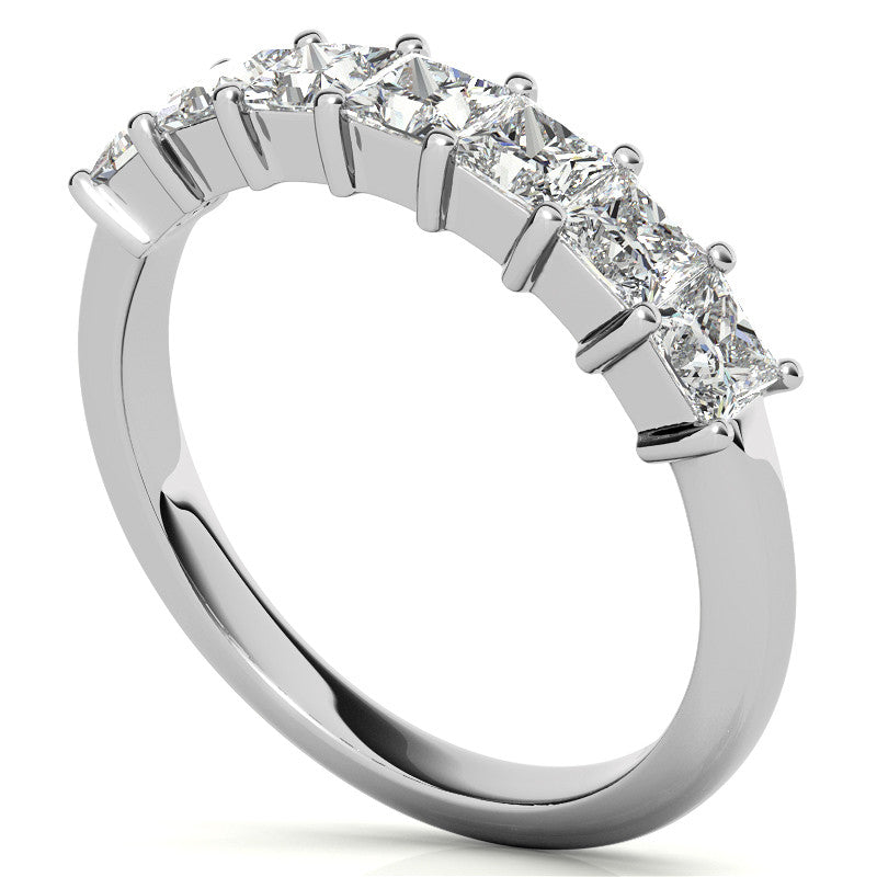 7-Stone 3mm Princess cut Moissanite Shared-Prong Ring