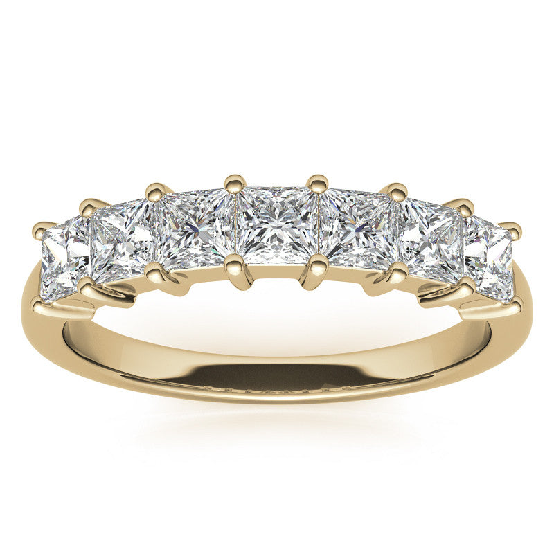 7-Stone 3mm Princess cut Moissanite Shared-Prong Ring