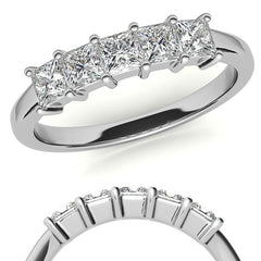 5-Stone 3mm Princess cut Moissanite Shared-Prong Ring