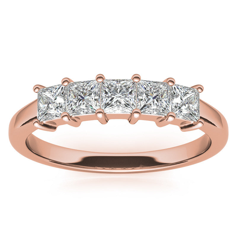 5-Stone 3mm Princess cut Moissanite Shared-Prong Ring