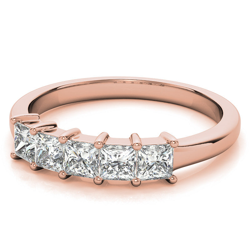 5-Stone 3mm Princess cut Moissanite Shared-Prong Ring