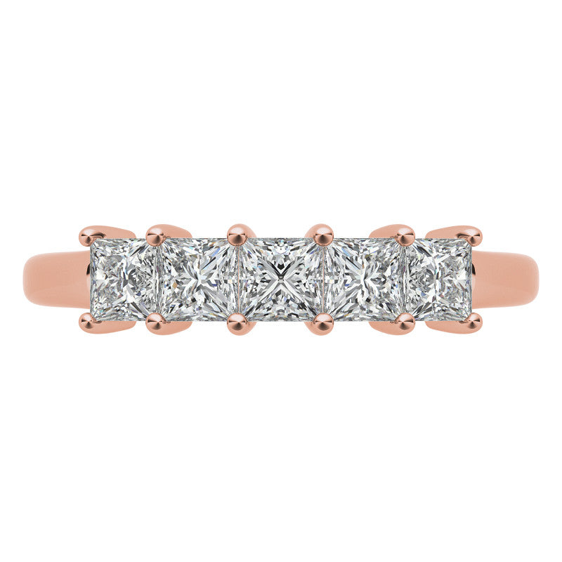 5-Stone 3mm Princess cut Moissanite Shared-Prong Ring