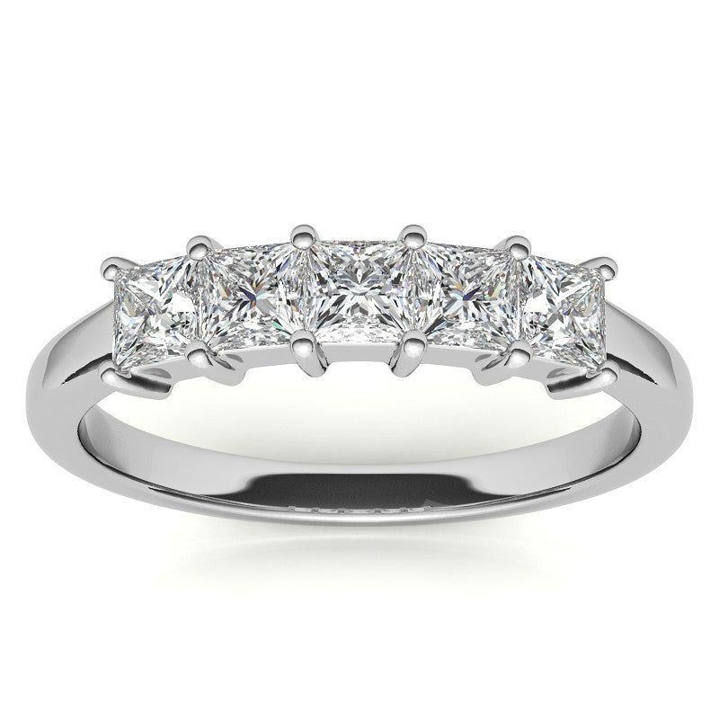 5-Stone 3mm Princess cut Moissanite Shared-Prong Ring