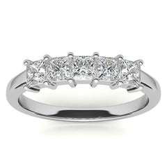 5-Stone 3mm Princess cut Moissanite Shared-Prong Ring