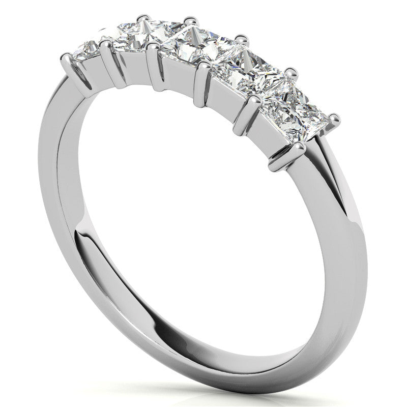 5-Stone 3mm Princess cut Moissanite Shared-Prong Ring