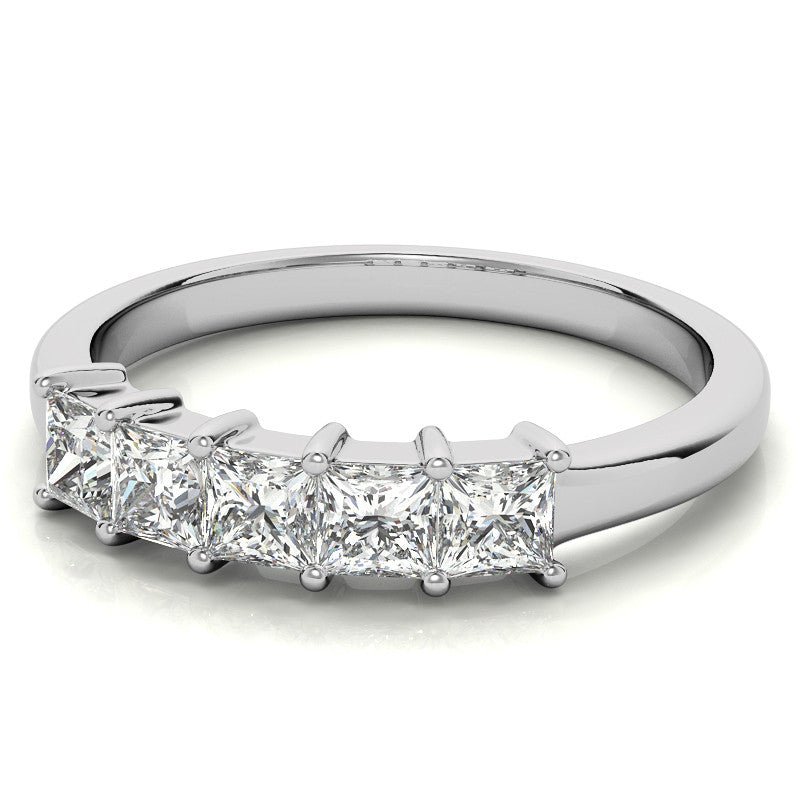 5-Stone 3mm Princess cut Moissanite Shared-Prong Ring
