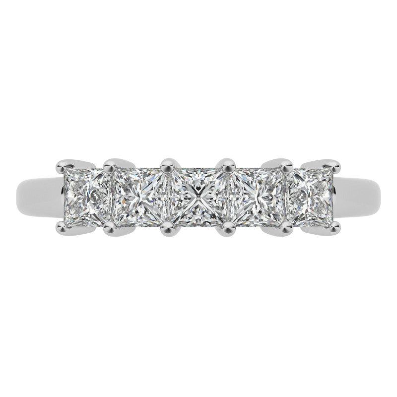 5-Stone 3mm Princess cut Moissanite Shared-Prong Ring