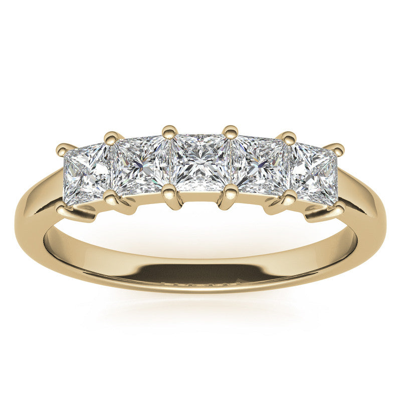 5-Stone 3mm Princess cut Moissanite Shared-Prong Ring