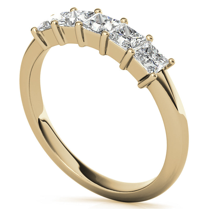 5-Stone 3mm Princess cut Moissanite Shared-Prong Ring