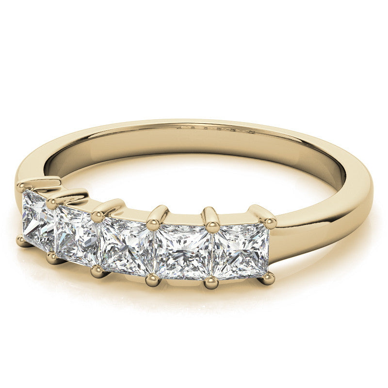 5-Stone 3mm Princess cut Moissanite Shared-Prong Ring