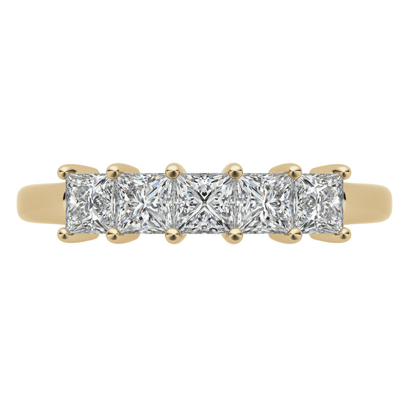 5-Stone 3mm Princess cut Moissanite Shared-Prong Ring