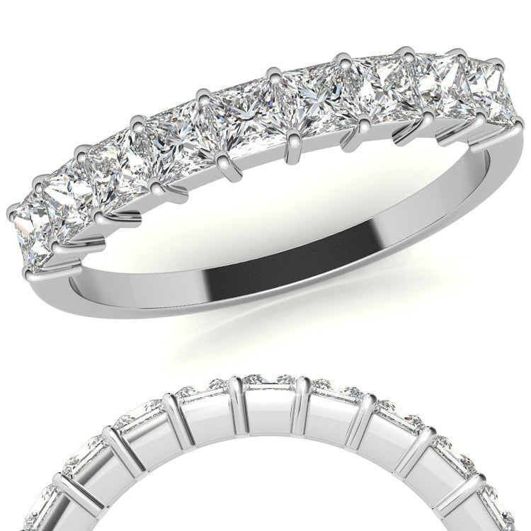 9-Stone 2.5mm Princess cut Moissanite Shared-Prong Ring