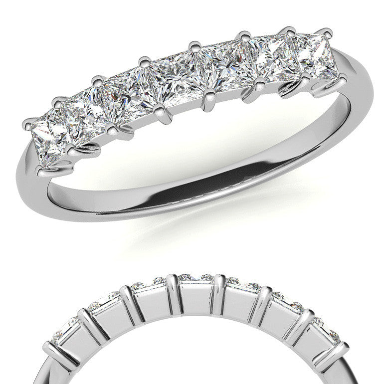 7-Stone 2.5mm Princess cut Moissanite Shared-Prong Ring