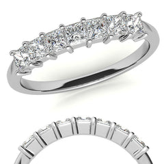 7-Stone 2.5mm Princess cut Moissanite Shared-Prong Ring