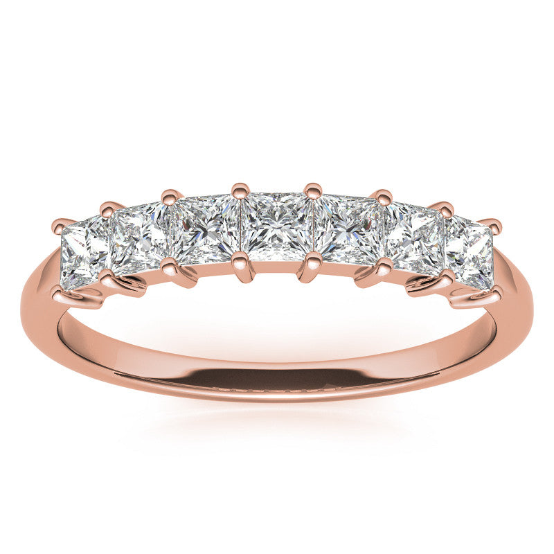7-Stone 2.5mm Princess cut Moissanite Shared-Prong Ring