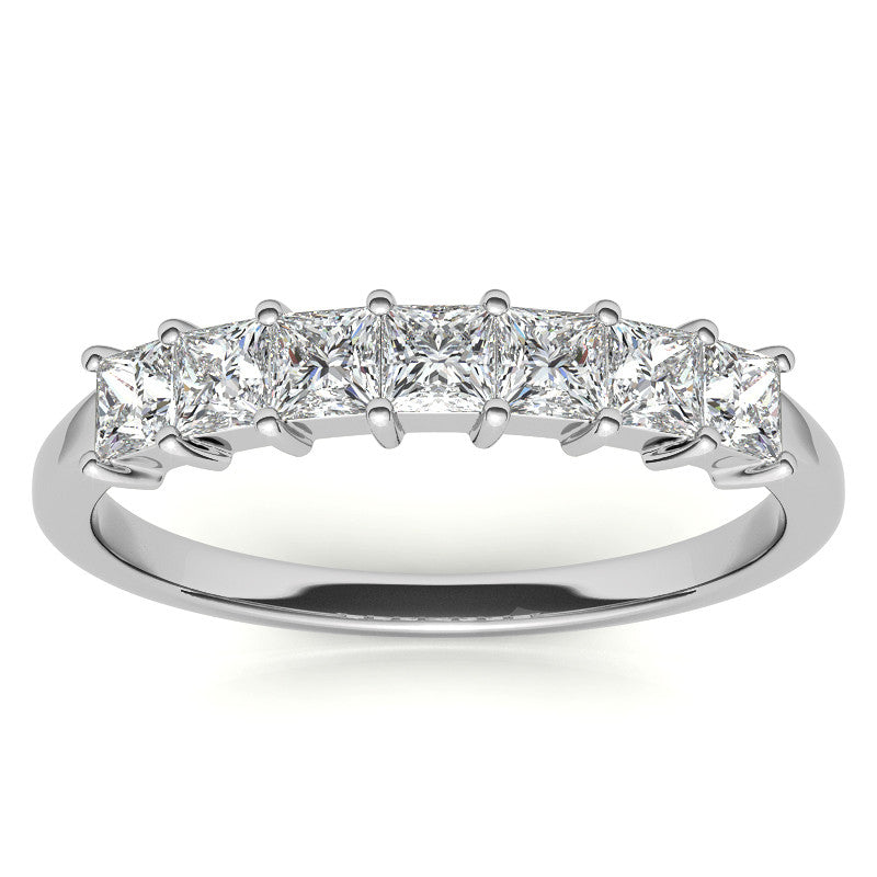 7-Stone 2.5mm Princess cut Moissanite Shared-Prong Ring