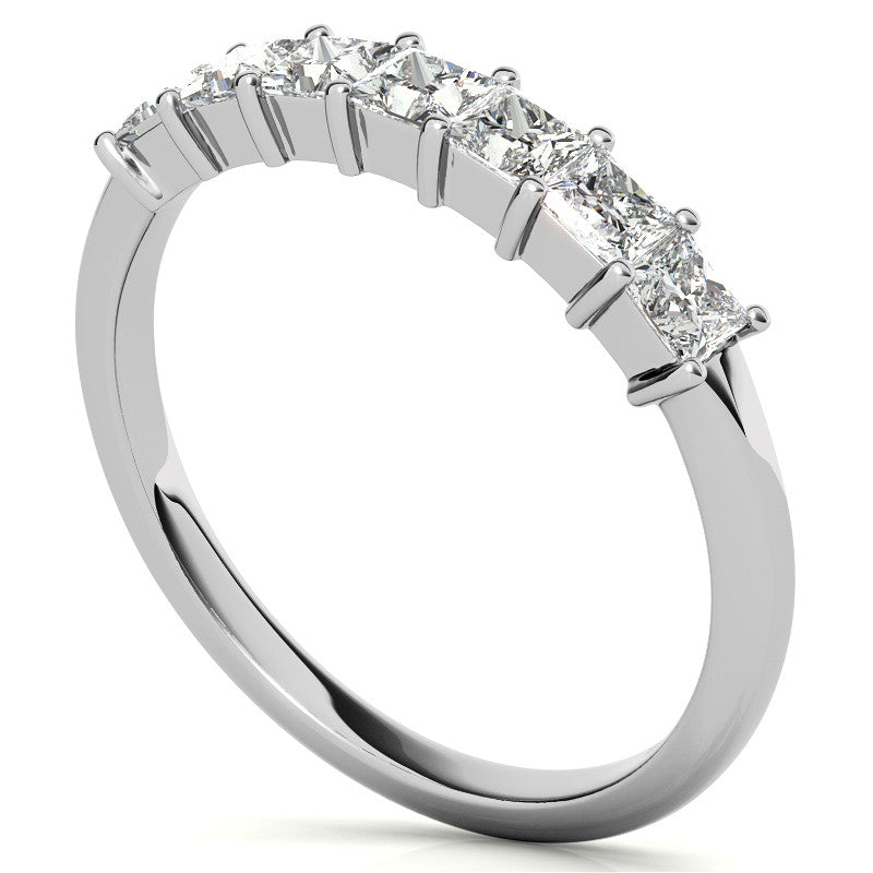 7-Stone 2.5mm Princess cut Moissanite Shared-Prong Ring
