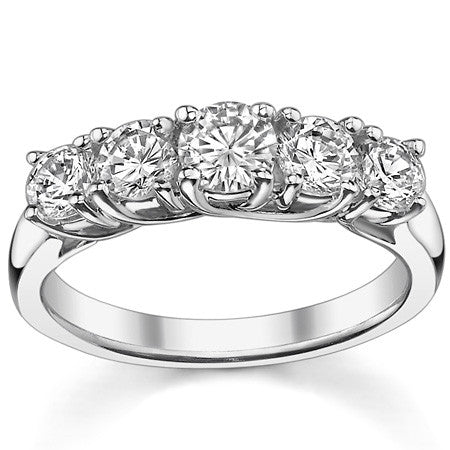 Trellis 4.5mm Round Brilliant Moissanite Anniversary Band 1.1ct