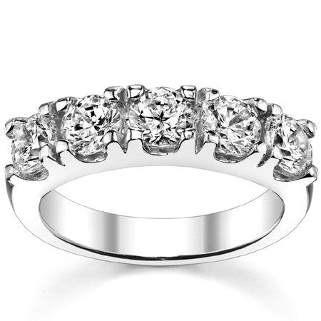5-Stone 4.5mm Round Brilliant Moissanite Anniversary Ring 1.7ct