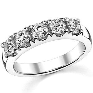 5-Stone 4mm Round Brilliant Moissanite Anniversary Ring 1.25ct